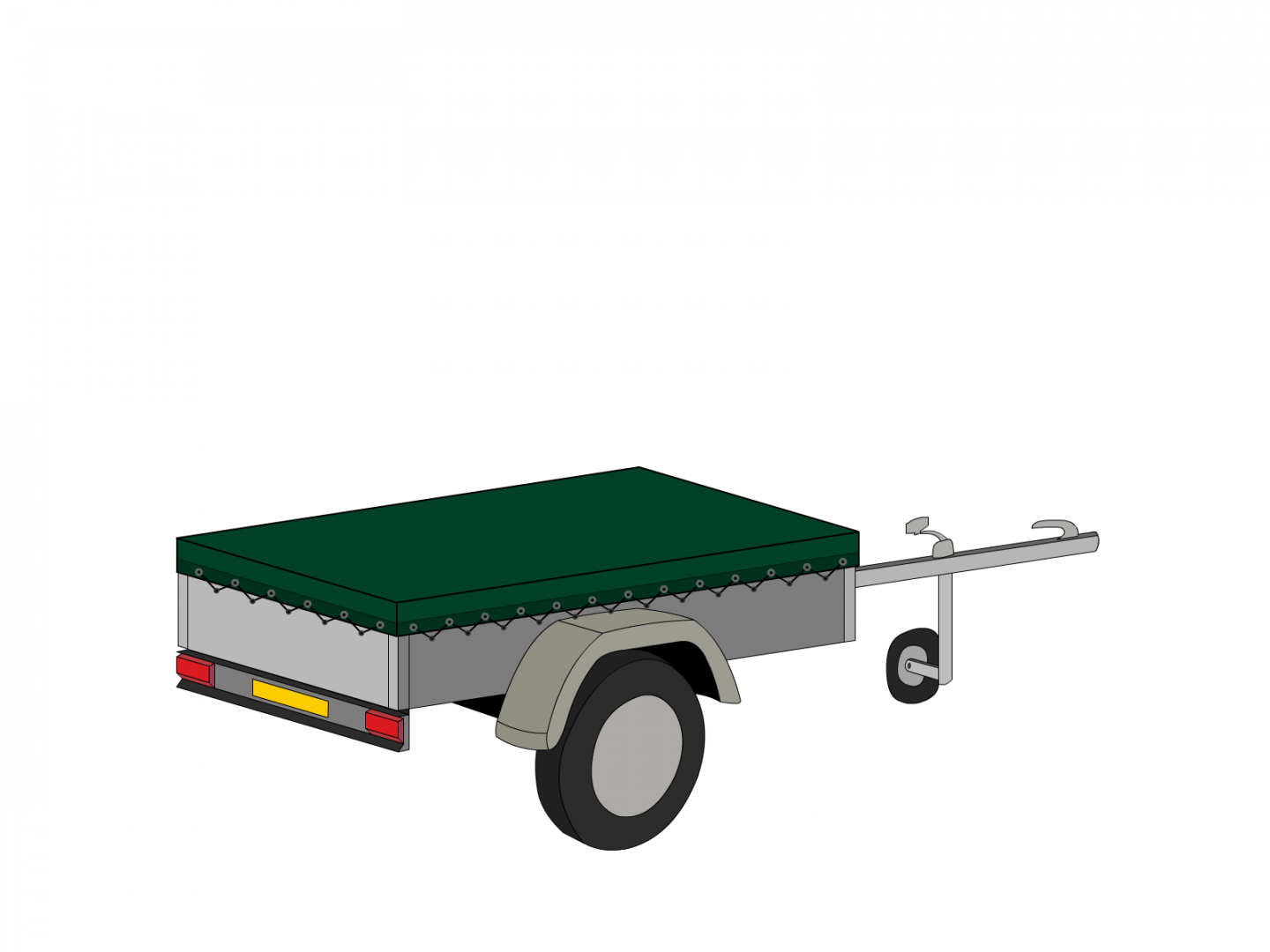 Bâche pour remorque bagagère Basse droite en Protect cover 705 670gr/m², toile PVC Etanche Vert sapin