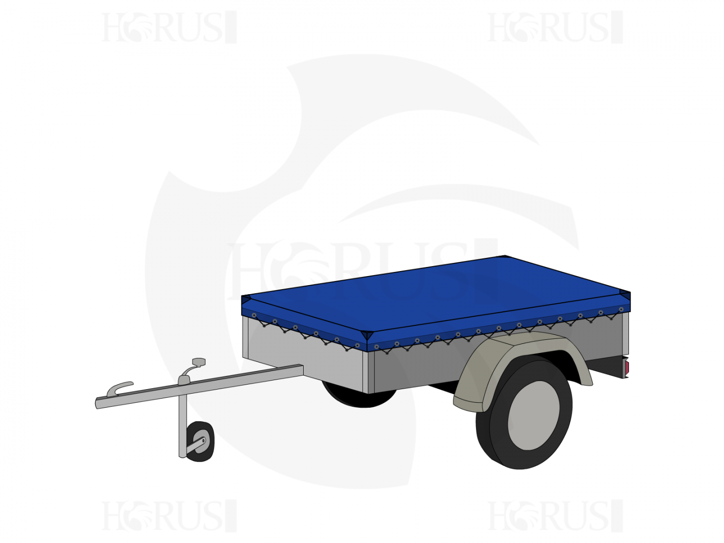 Bâche pour remorque bagagère Basse droite en Protect cover 705 670gr/m², toile PVC Etanche Bleu foncé