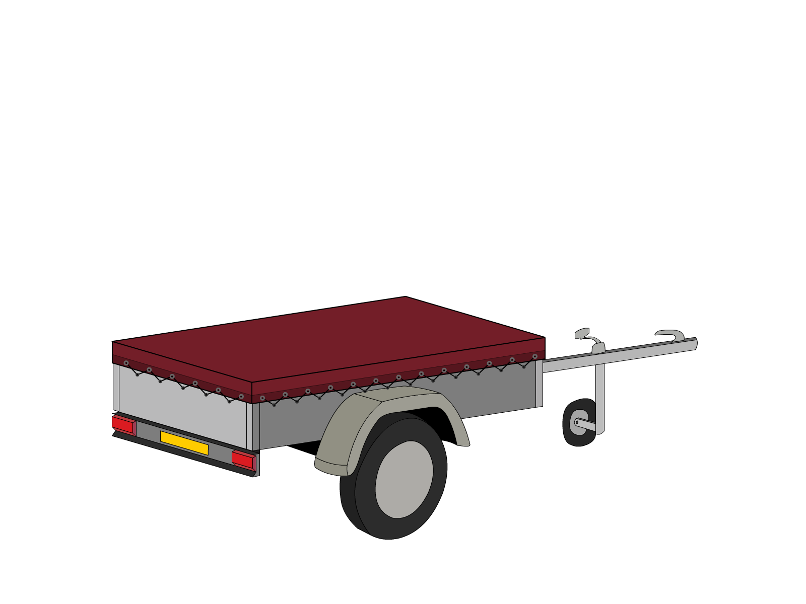 Bâche pour remorque bagagère Basse droite en Protect cover 705 670gr/m², toile PVC Etanche Bordeaux