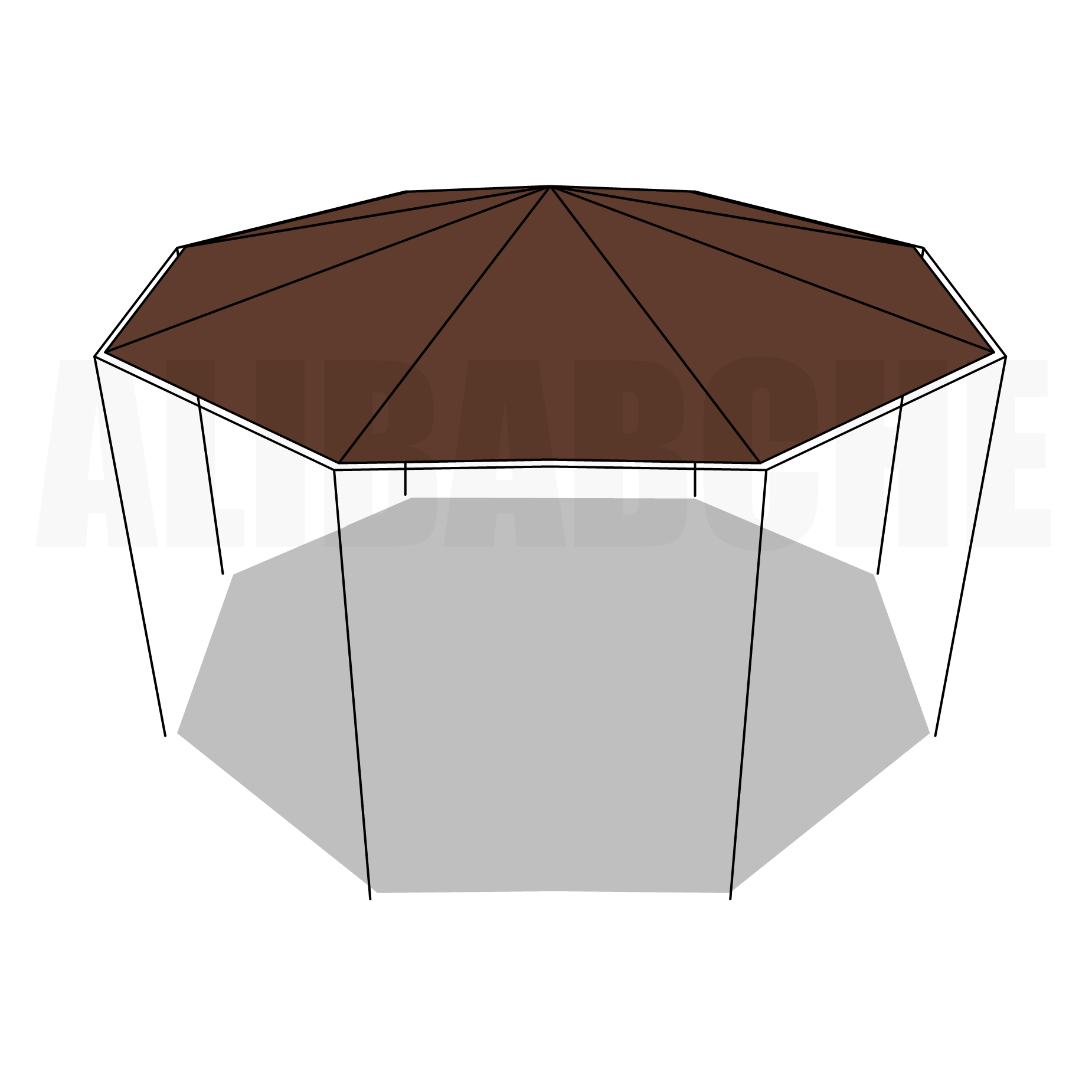 Bâche tonnelle octogonale en Protect cover 705 670gr/m², toile PVC Etanche Marron RAL 8017 - 8x0m