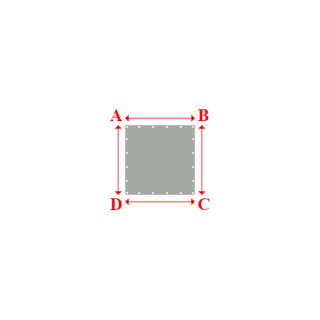 Bâche plate rectangle en Protect cover 705 670gr/m², toile PVC Etanche Gris clair RAL 7038 - 1x1m