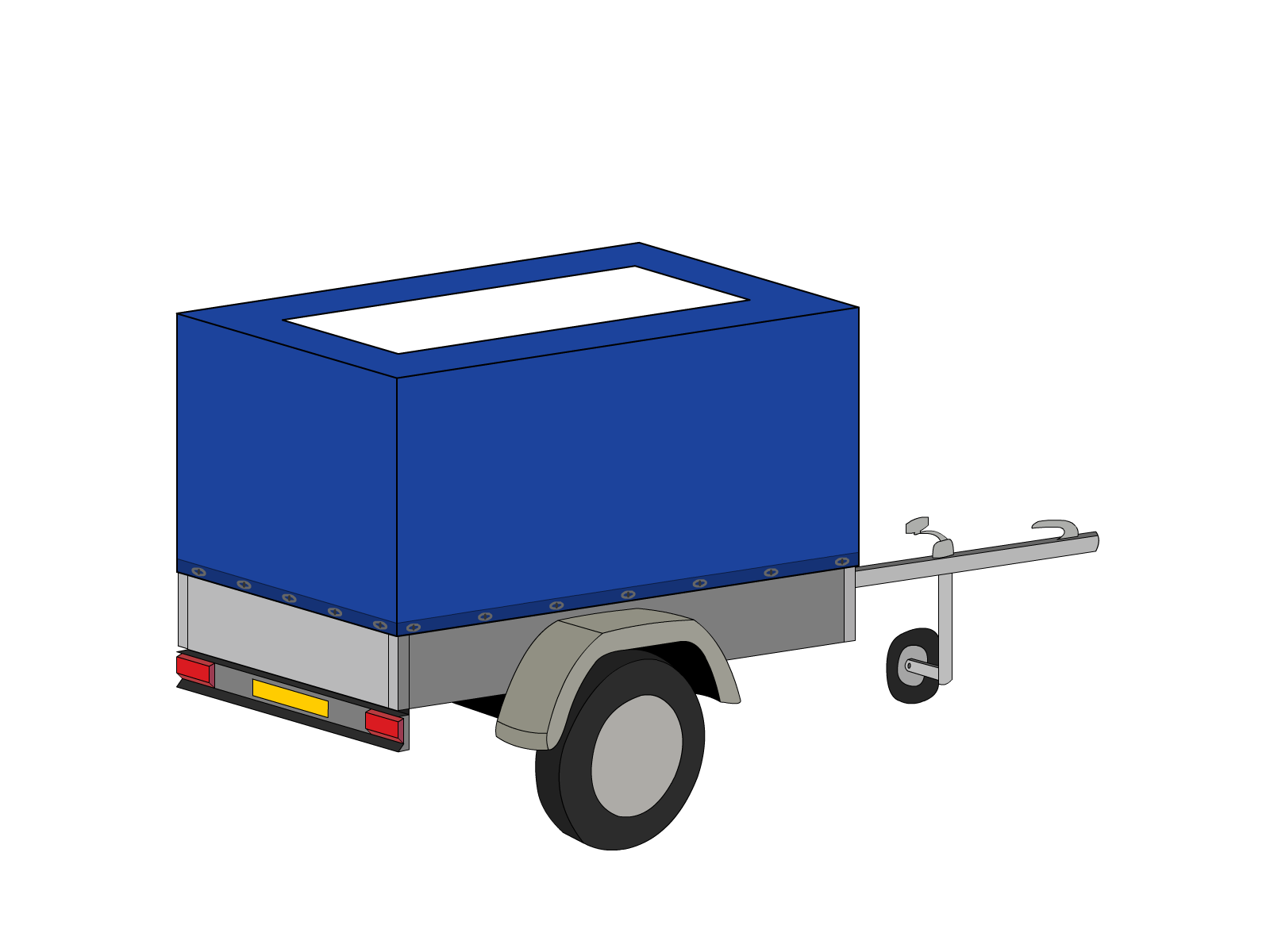 Bâche pour remorque bagagère Haute droite en Protect cover 705 670gr/m², toile PVC Etanche Bleu foncé RAL 5002