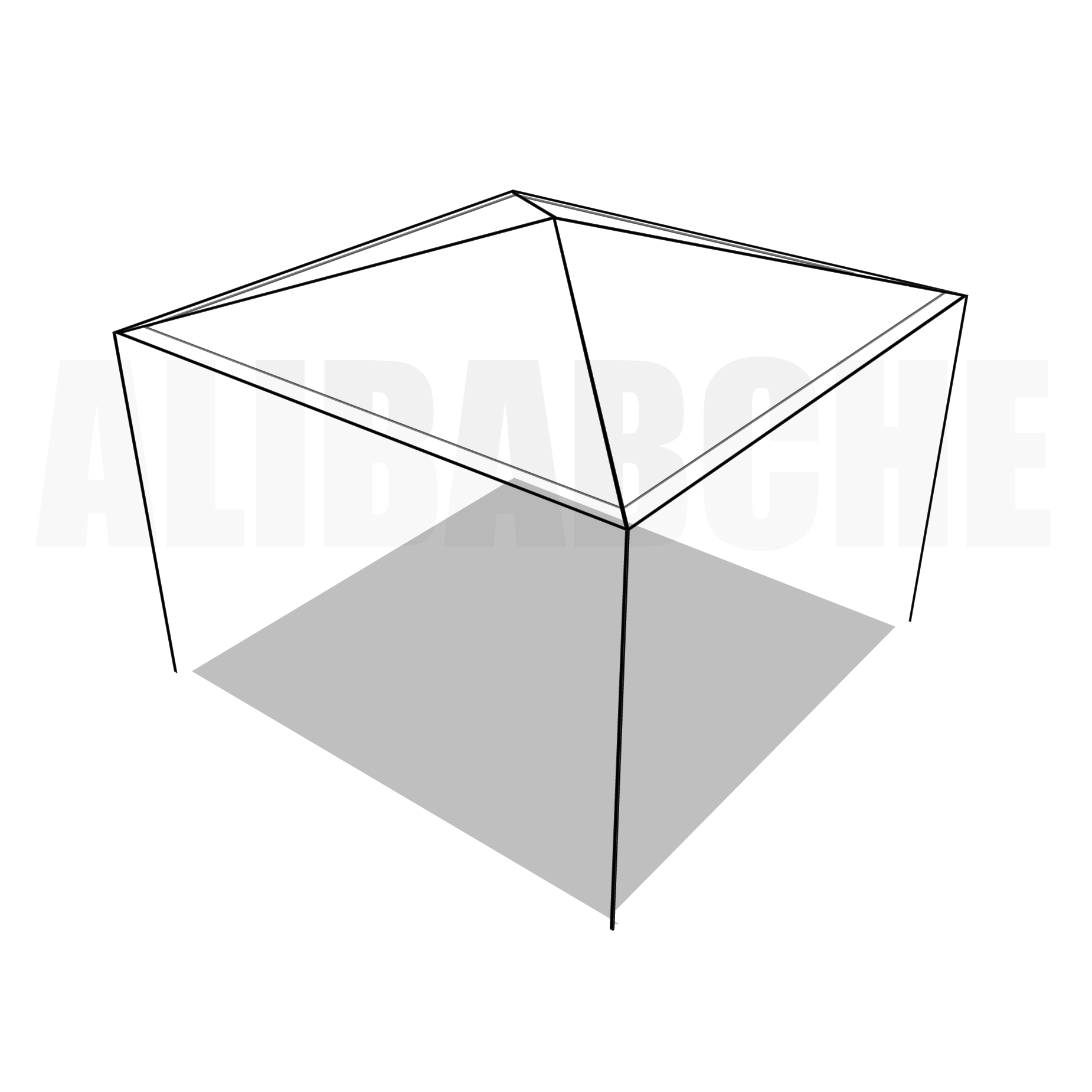 Bâche tonnelle carrée 4 pentes sans faîtage en Protect cover 705 670gr/m², toile PVC Etanche Blanc RAL 9016 - 2x2m