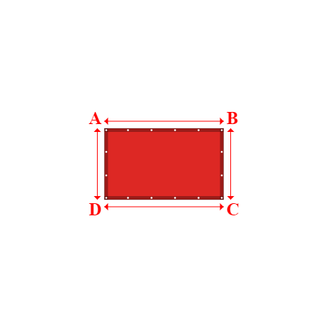 Bâche plate rectangle en Protect cover 705 670gr/m², toile PVC Etanche Rouge RAL 3002 - 1.67x1m