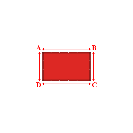 Bâche plate rectangle en Protect cover 705 670gr/m², toile PVC Etanche Rouge RAL 3002 - 1.67x1m