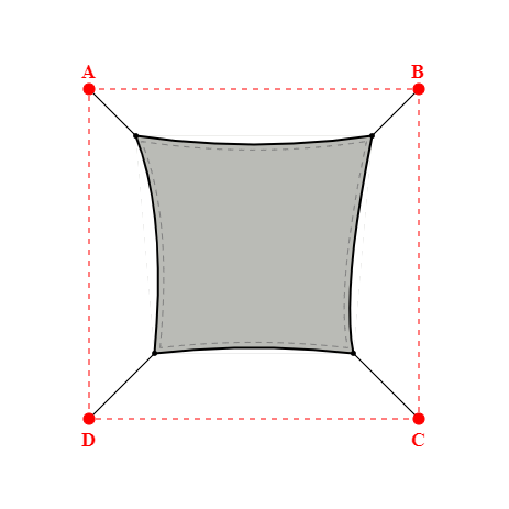 Voile d'ombrage rectangle en Soltis Horizon 86 Alu/alu - 215x198m
