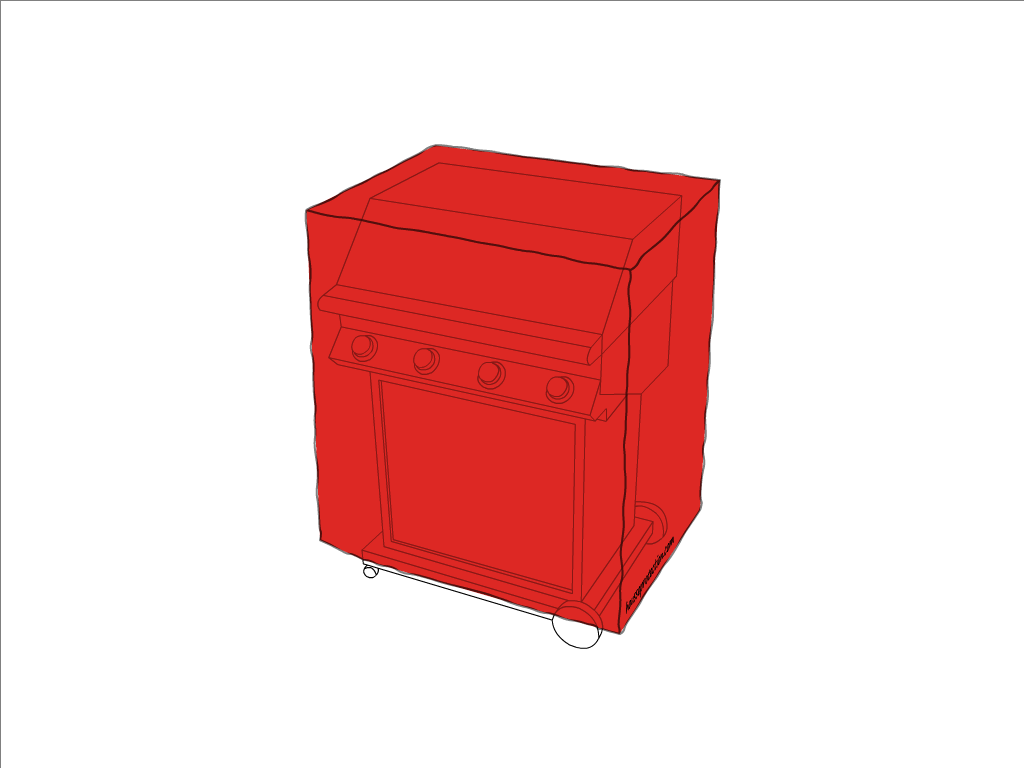 Housse de barbecue   en Protect cover 705 670gr/m², toile PVC Etanche Rouge RAL 3002