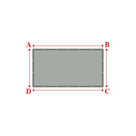 Bâche plate rectangle en Protect cover 705 670gr/m², toile PVC Etanche Gris clair RAL 7038 - 2.4x1.3m