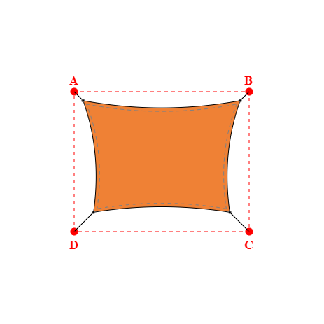 Voile d'ombrage rectangle en Soltis Perform 92 Orange 92-8204 - 449x319m