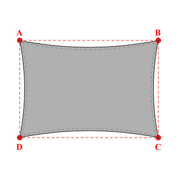 Voile d'ombrage rectangle en Soltis Perform 92 alu/blanc 92-2051 - 5,70x4,00m