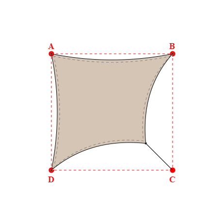 Voile d'ombrage rectangle en Soltis Perform 92 Beige Sablé 92-2135 - 2,50x1,85m