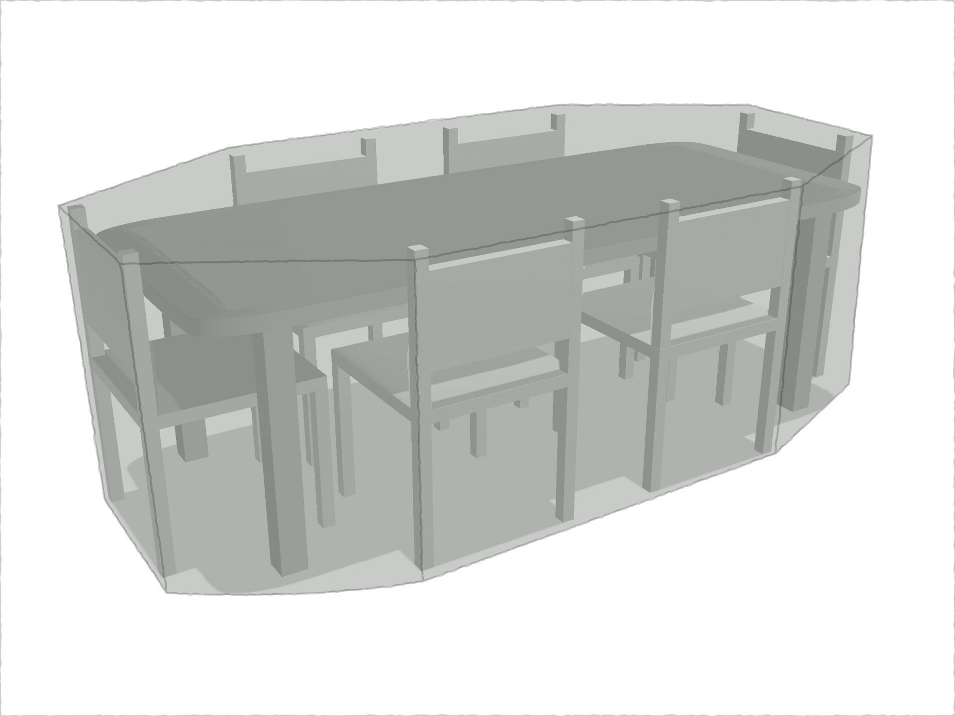 Table de jardin rectangle avec chaises en Protect cover 705 670gr/m², toile PVC Etanche Gris clair RAL 7038