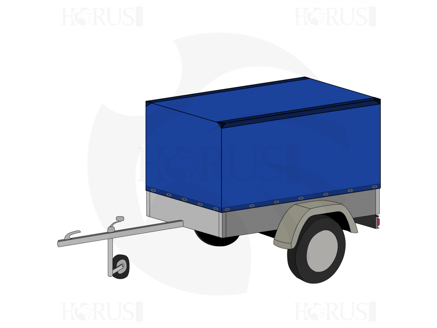 Bâche pour remorque LIDER 39600 256X148 en Protect cover 705 670gr/m², toile PVC Etanche Bleu foncé RAL 5002