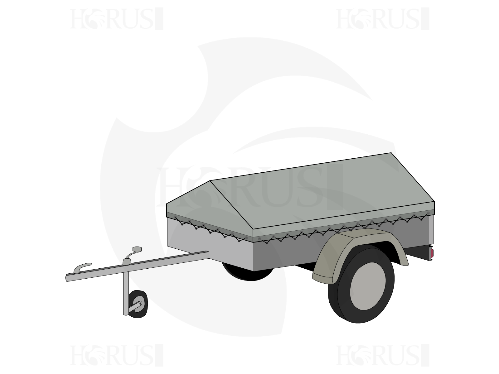 Bâche pour remorque bagagère Basse flèche en Protect cover 705 670gr/m², toile PVC Etanche Gris clair RAL 7038