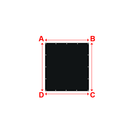 Bâche plate rectangle en Toile PVC Microperforée Protect meshes 362, 430gr/m² Noir - 1.5x1.6500000000000001m