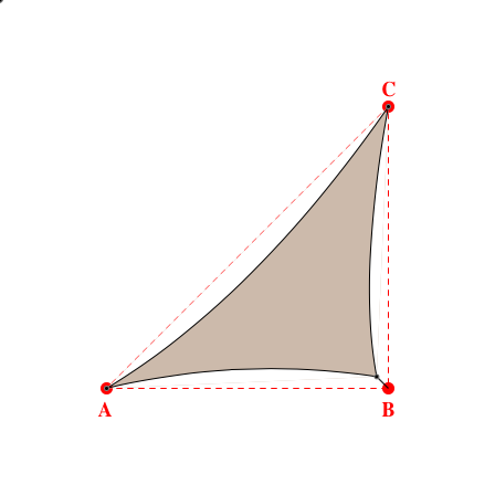 Voile d'ombrage triangle en Soltis Lounge 96 Sandy beige 96-2135 - 4,89x4,89x7,21m