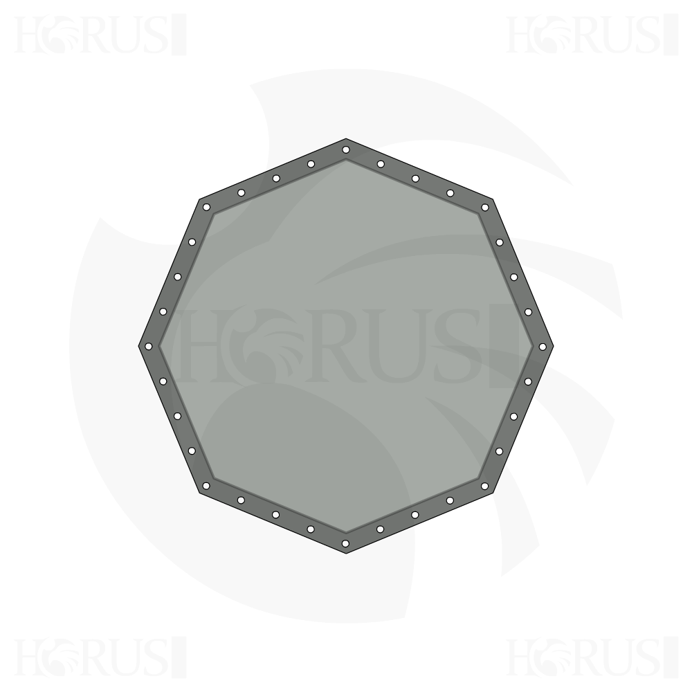 Bâche plate octogonale en Protect cover 705 670gr/m², toile PVC Etanche Gris clair RAL 7038 d'une dimension de 1m