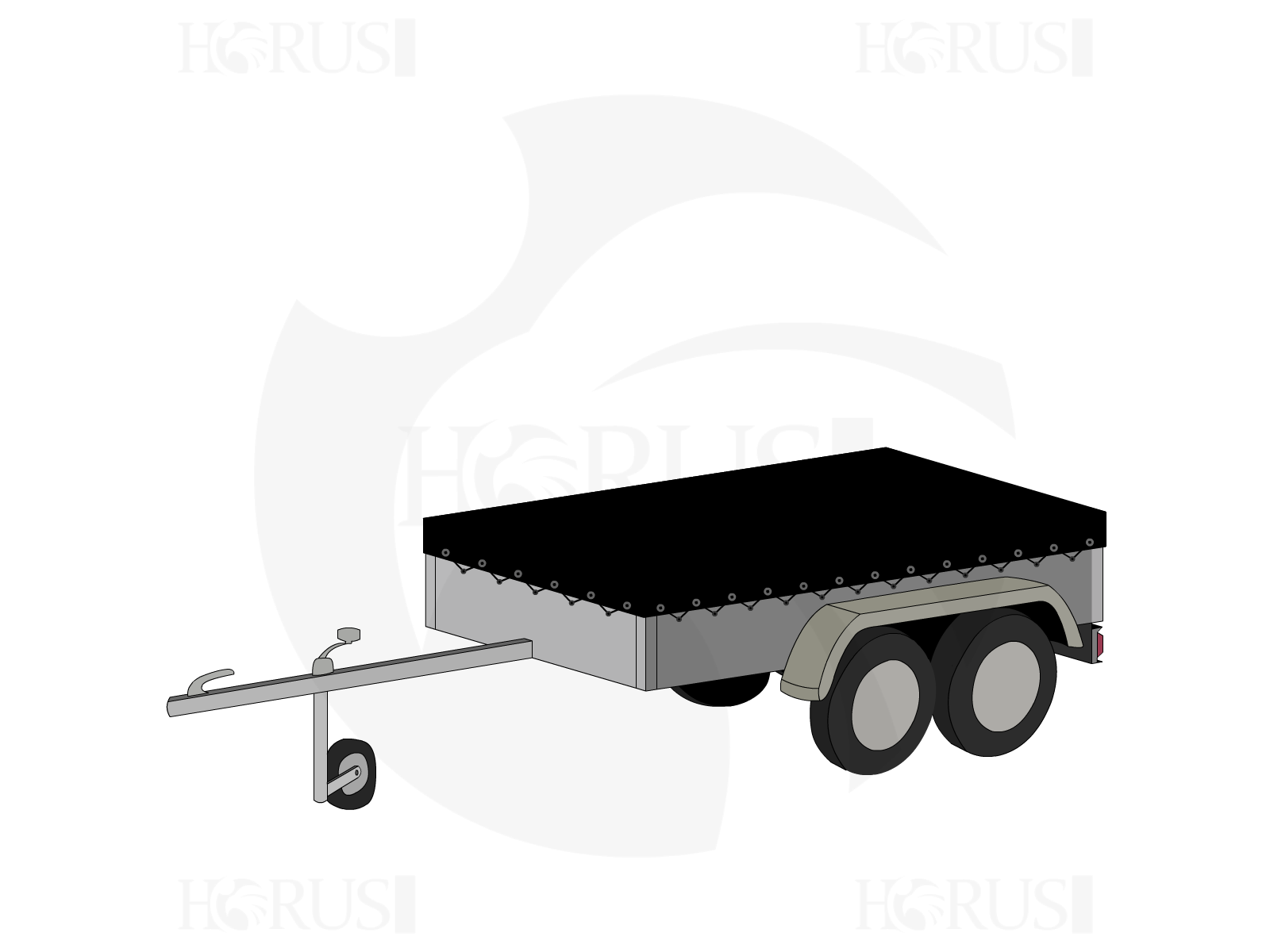 Bâche pour remorque TRIGANO REMORQUES v7b050na en Protect cover 705 670gr/m², toile PVC Etanche Noir RAL 9005