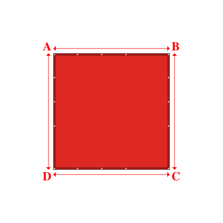 Bâche plate rectangle en Protect cover 705 670gr/m², toile PVC Etanche Rouge RAL 3002 - 2.4x2.4m