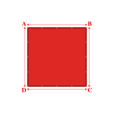 Bâche plate rectangle en Protect cover 705 670gr/m², toile PVC Etanche Rouge RAL 3002 - 2.4x2.4m