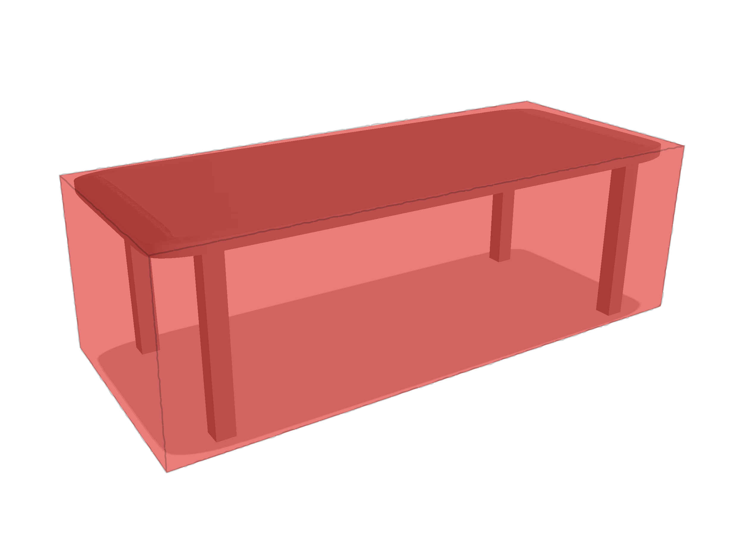 Table de jardin rectangle en Protect cover 705 670gr/m², toile PVC Etanche Rouge RAL 3002