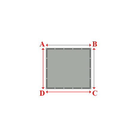 Bâche plate rectangle en Protect cover 705 670gr/m², toile PVC Etanche Gris clair RAL 7038 - 1.51x1.37m