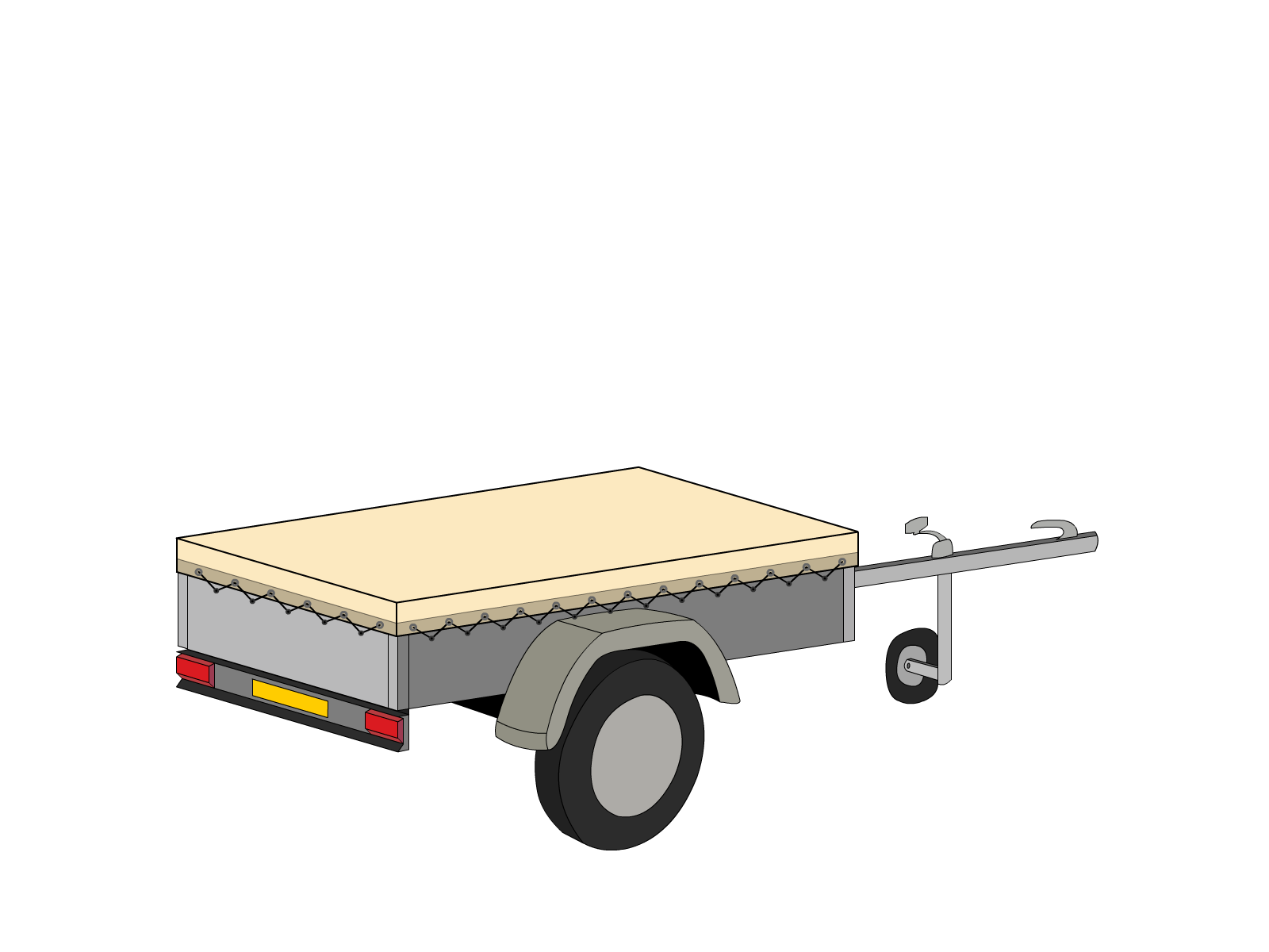 Bâche pour remorque bagagère Basse droite en Protect cover 705 670gr/m², toile PVC Etanche Beige ral 1015