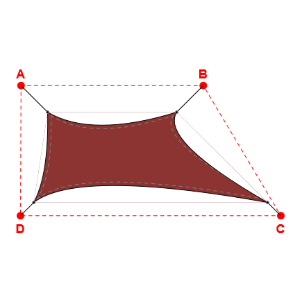 Voile d'ombrage trapèze en Soltis Perform 92 Rouge profond 92-51181 - 2,48x2,14m
