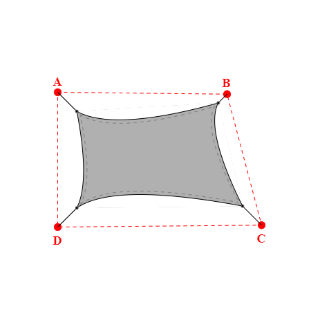 Voile d'ombrage trapèze en Soltis Perform 92 alu/blanc 92-2051 - 4,09x3,09m