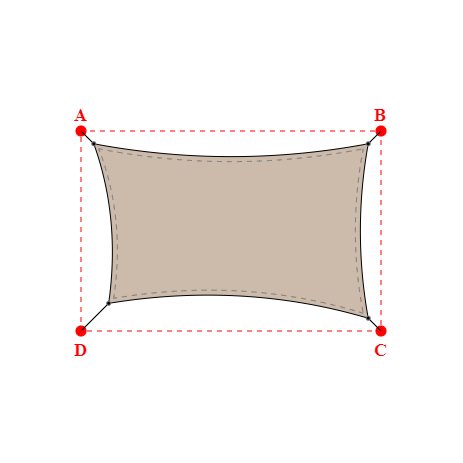 Voile d'ombrage rectangle en Soltis Lounge 96 Sandy beige 96-2135 - 5,49x3,49x5,19x3,19m