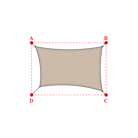 Voile d'ombrage rectangle en Soltis Lounge 96 Sandy beige 96-2135 - 4,49x2,99x4,19x2,69m