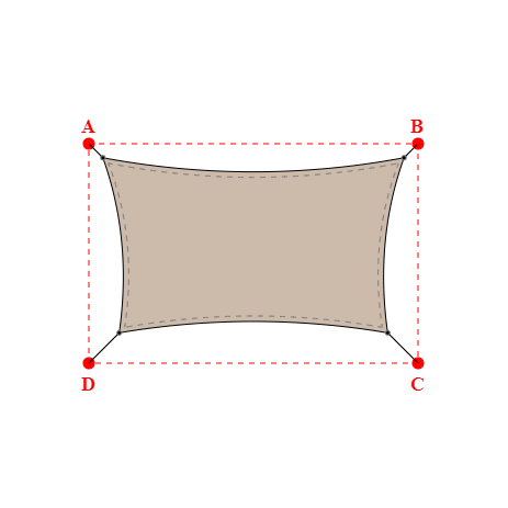 Voile d'ombrage rectangle en Soltis Lounge 96 Sandy beige 96-2135 - 5,49x3,19x4,89x3,19m