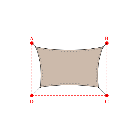 Voile d'ombrage rectangle en Soltis Lounge 96 Sandy beige 96-2135 - 4,49x2,69x3,89x2,69m