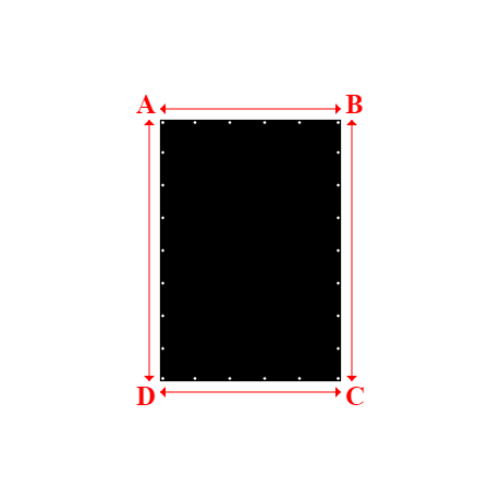 Bâche plate rectangle en Protect cover 705 670gr/m², toile PVC Etanche Noir RAL 9005 - 1.6600000000000001x2.4m
