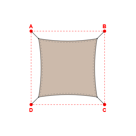 Voile d'ombrage carrée en Soltis Lounge 96 Sandy beige 96-2135 - 1,99x1,99x1,99x1,99m