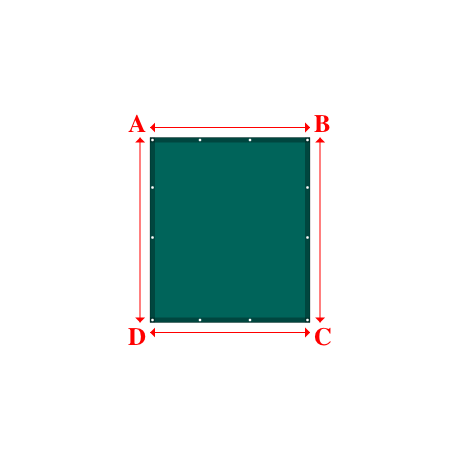 Bâche plate rectangle en Protect cover 705 670gr/m², toile PVC Etanche Vert industrie RAL 6026 - 1.6x1.85m