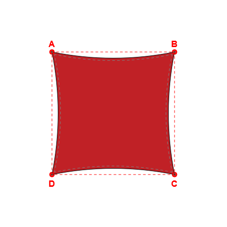 Voile d'ombrage carrée en Soltis Lounge 96 Rouge - 5,00x5,00x5,00x5,00m