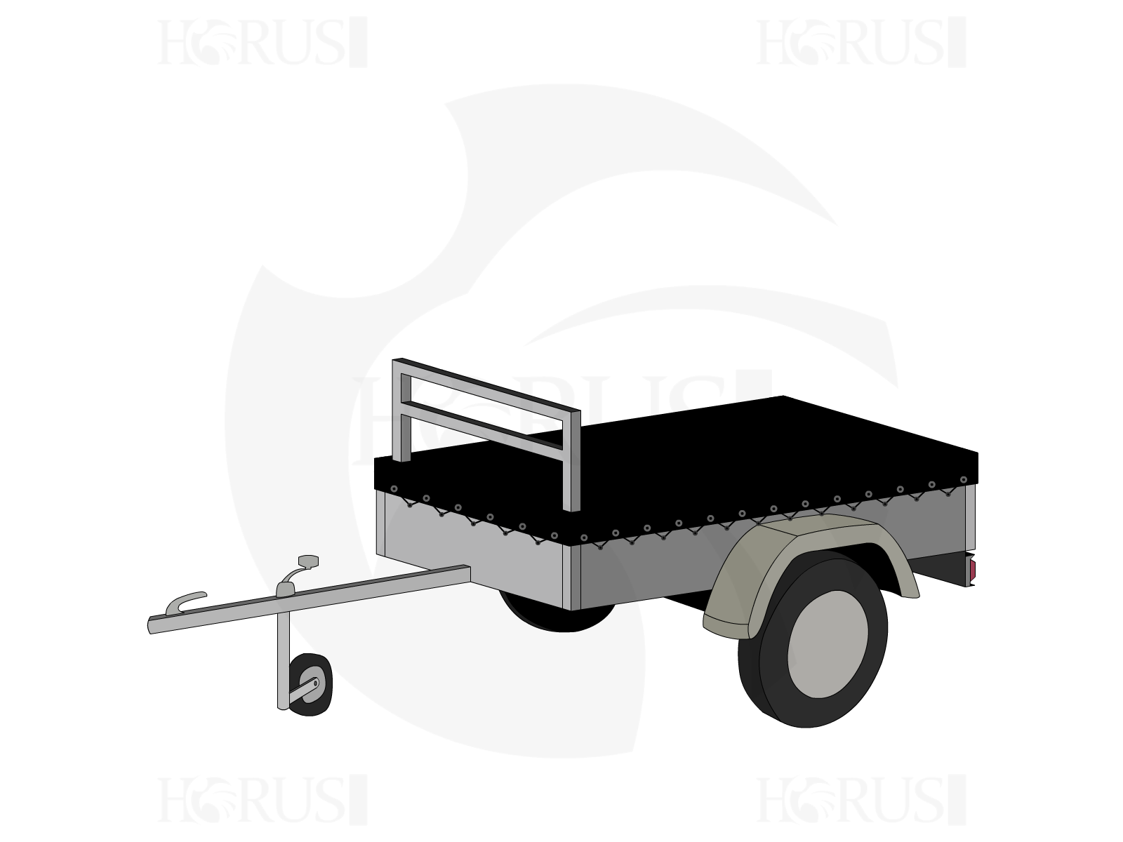 Bâche pour remorque LIDER robust 39350 en Protect cover 705 670gr/m², toile PVC Etanche Noir RAL 9005