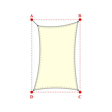 Voile d'ombrage rectangle en Soltis Lounge 96 Blanc Cassé 96-1103 - 1,66x2,83x1,83x2,66m