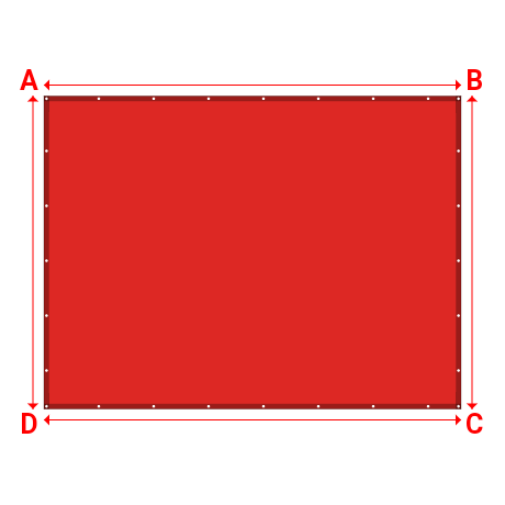Bâche plate rectangle en Protect cover 705 670gr/m², toile PVC Etanche Rouge RAL 3002 - 4x3m