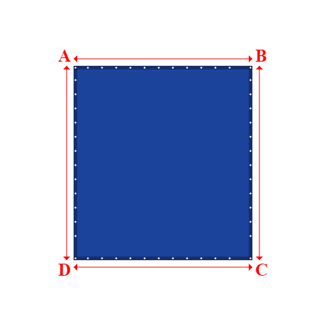 Bâche plate rectangle en Protect cover 705 670gr/m², toile PVC Etanche Bleu foncé RAL 5002 - 2.52x2.74m