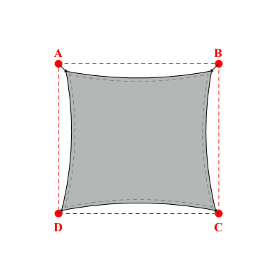 Voile d'ombrage rectangle en Soltis Lounge 96 Galet 96-2171 - 4,18x4,01x4,43x4,00m