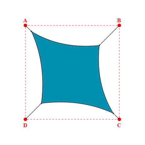 Voile d'ombrage carrée en Soltis Lounge 96 Acapuclo 96-50847 - 2,89x2,89x3,06x3,06m