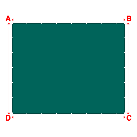 Bâche plate rectangle en Protect cover 705 670gr/m², toile PVC Etanche Vert industrie RAL 6026 - 4.9x3.95m