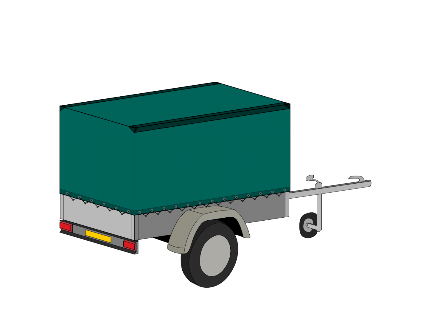 Bâche pour remorque bagagère Haute droite en Protect cover 705 670gr/m², toile PVC Etanche Vert industrie RAL 6026