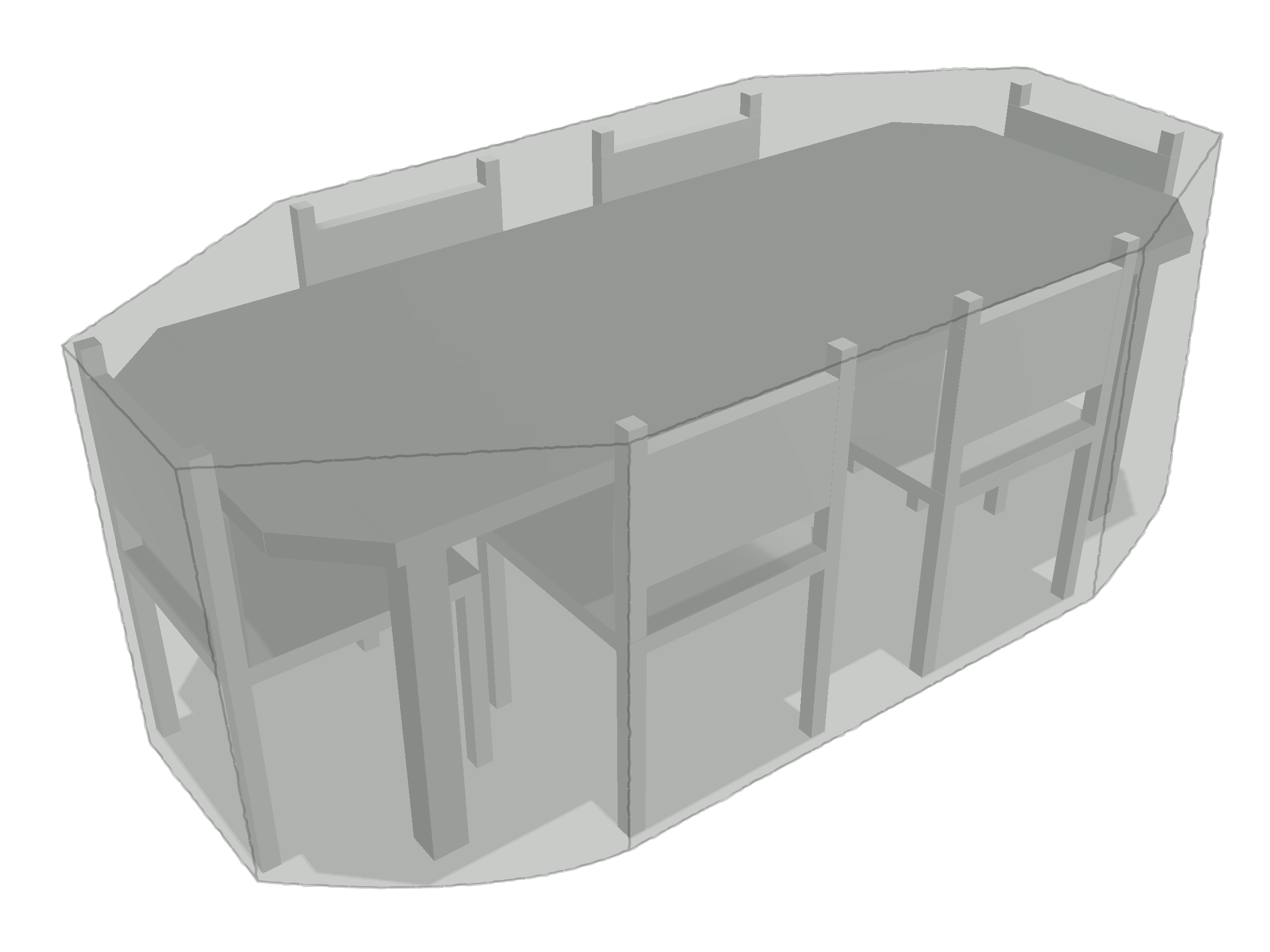 Table de jardin octogonale avec chaises en Protect cover 705 670gr/m², toile PVC Etanche Gris clair RAL 7038