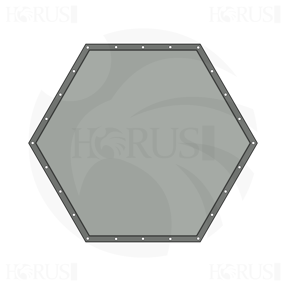 Bâche plate hexagonale regulier en Protect cover 705 670gr/m², toile PVC Etanche Gris clair RAL 7038 d'une dimension de 2m