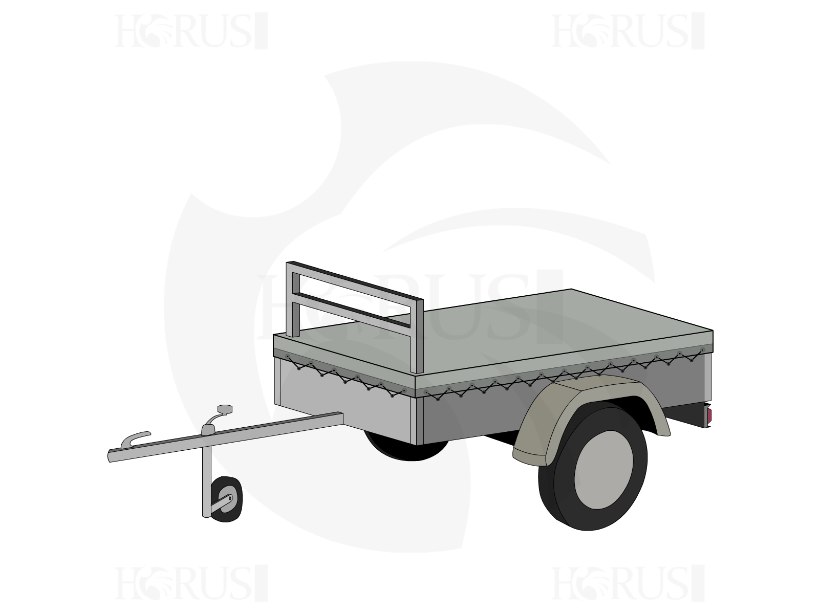 Bâche pour remorque bagagère Basse droite en Protect cover 705 670gr/m², toile PVC Etanche Gris clair RAL 7038