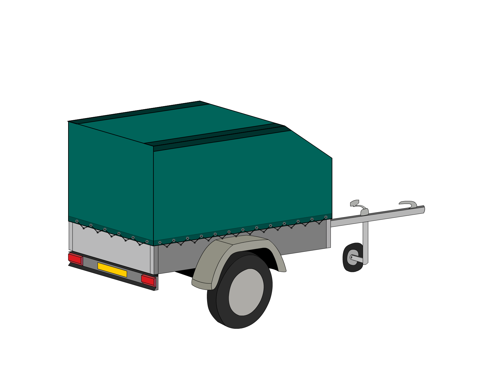 Bâche pour remorque bagagère Aérodynamique en Protect cover 705 670gr/m², toile PVC Etanche Vert industrie RAL 6026