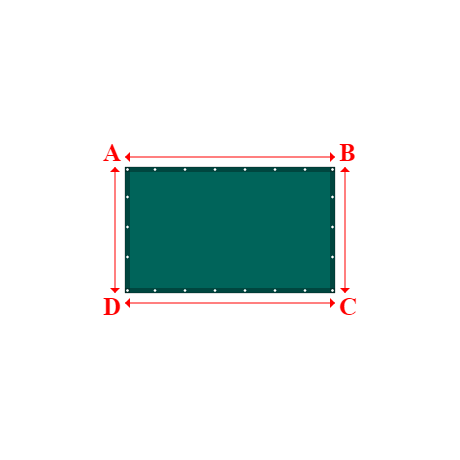 Bâche plate rectangle en Protect cover 705 670gr/m², toile PVC Etanche Vert industrie RAL 6026 - 2.1x1.26m